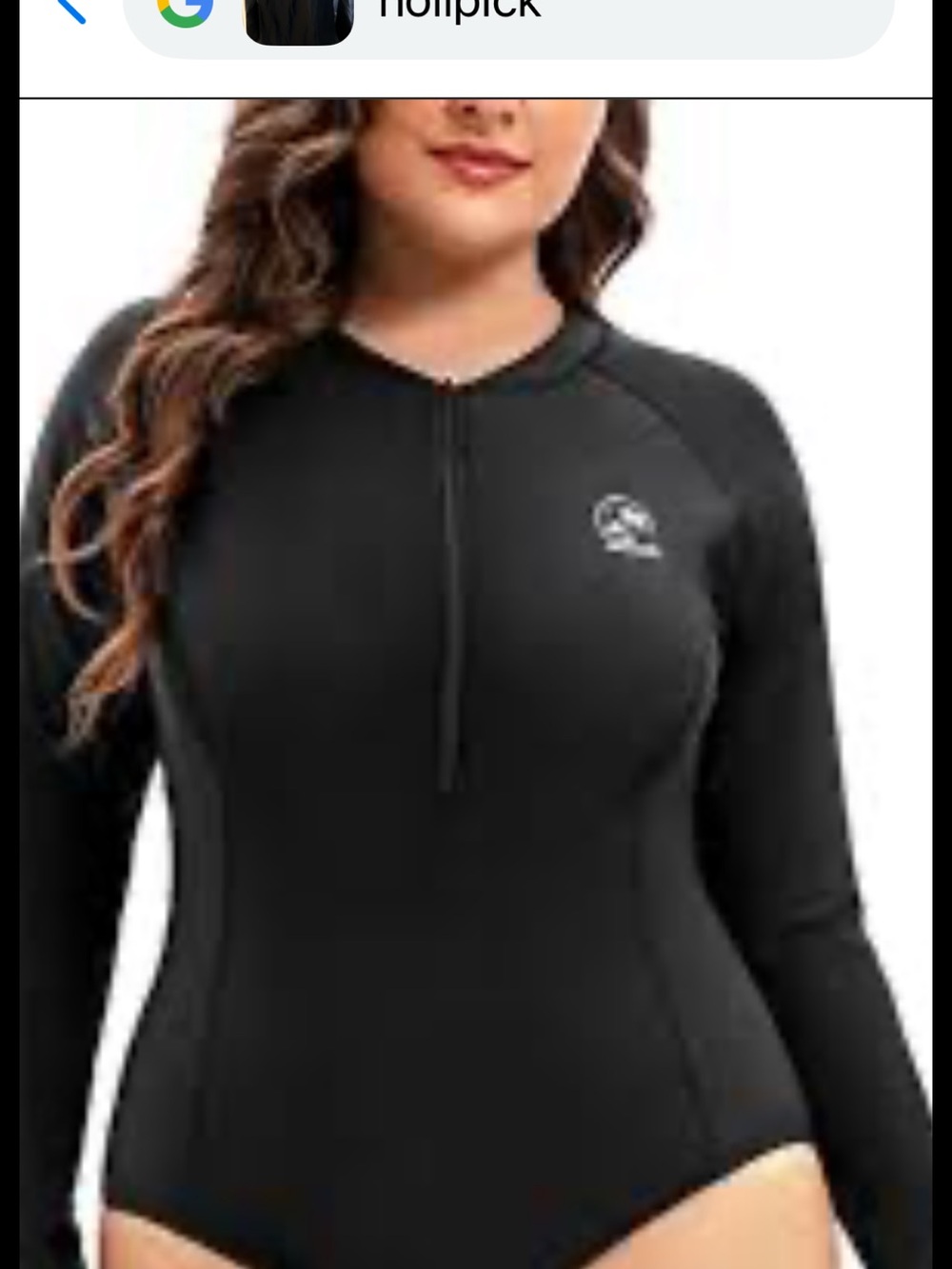 Long-Sleeve Black 1/2 Zip Swimwear Rash Guard One-Piece